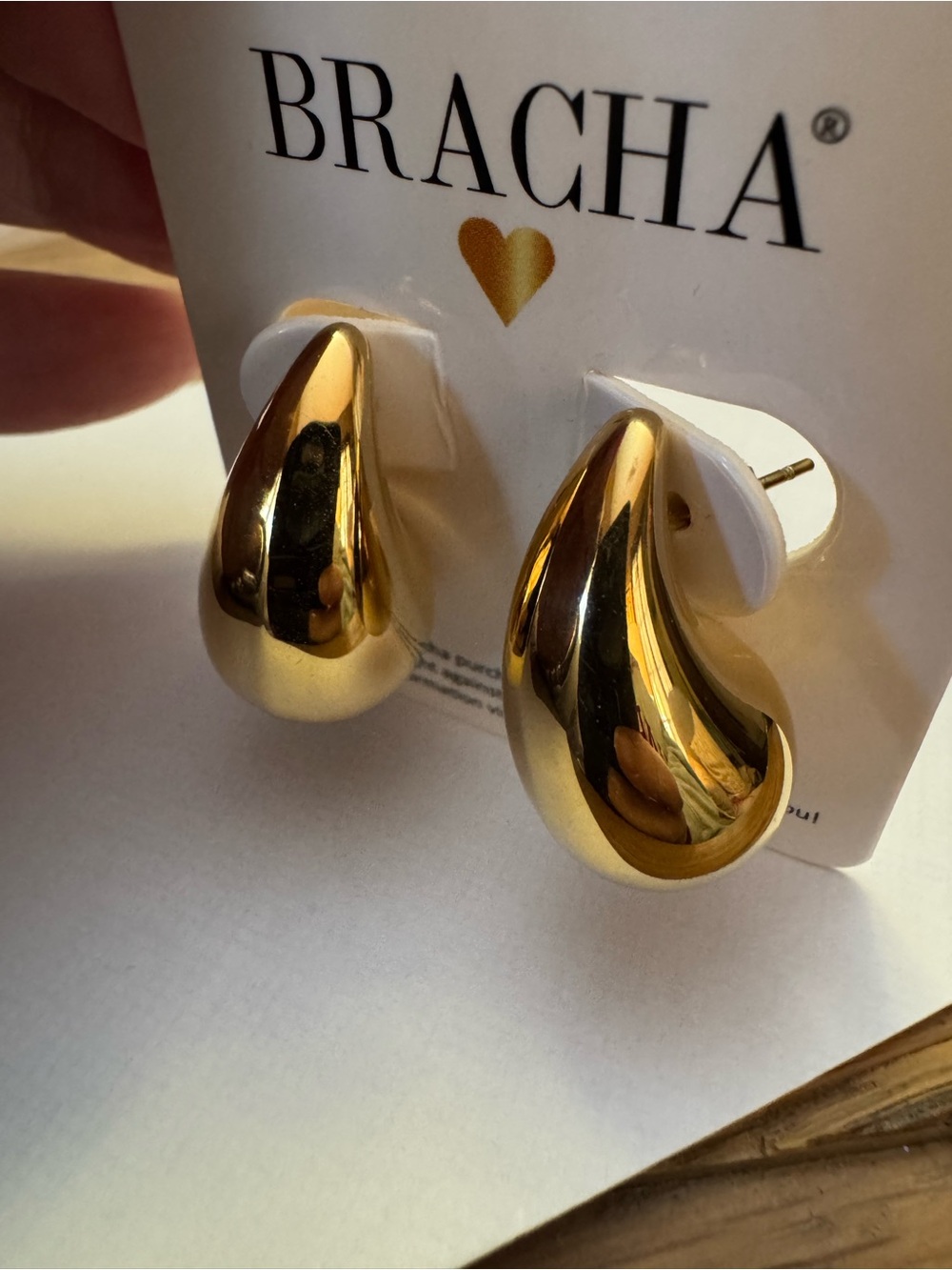 Bracha Polished Gold Teardrop Hoop Earrings Odette